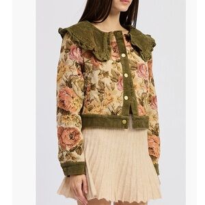 Nordstrom JACQUIE THE LABEL Nathalia Floral Collar Jacket Mixed Media Small New